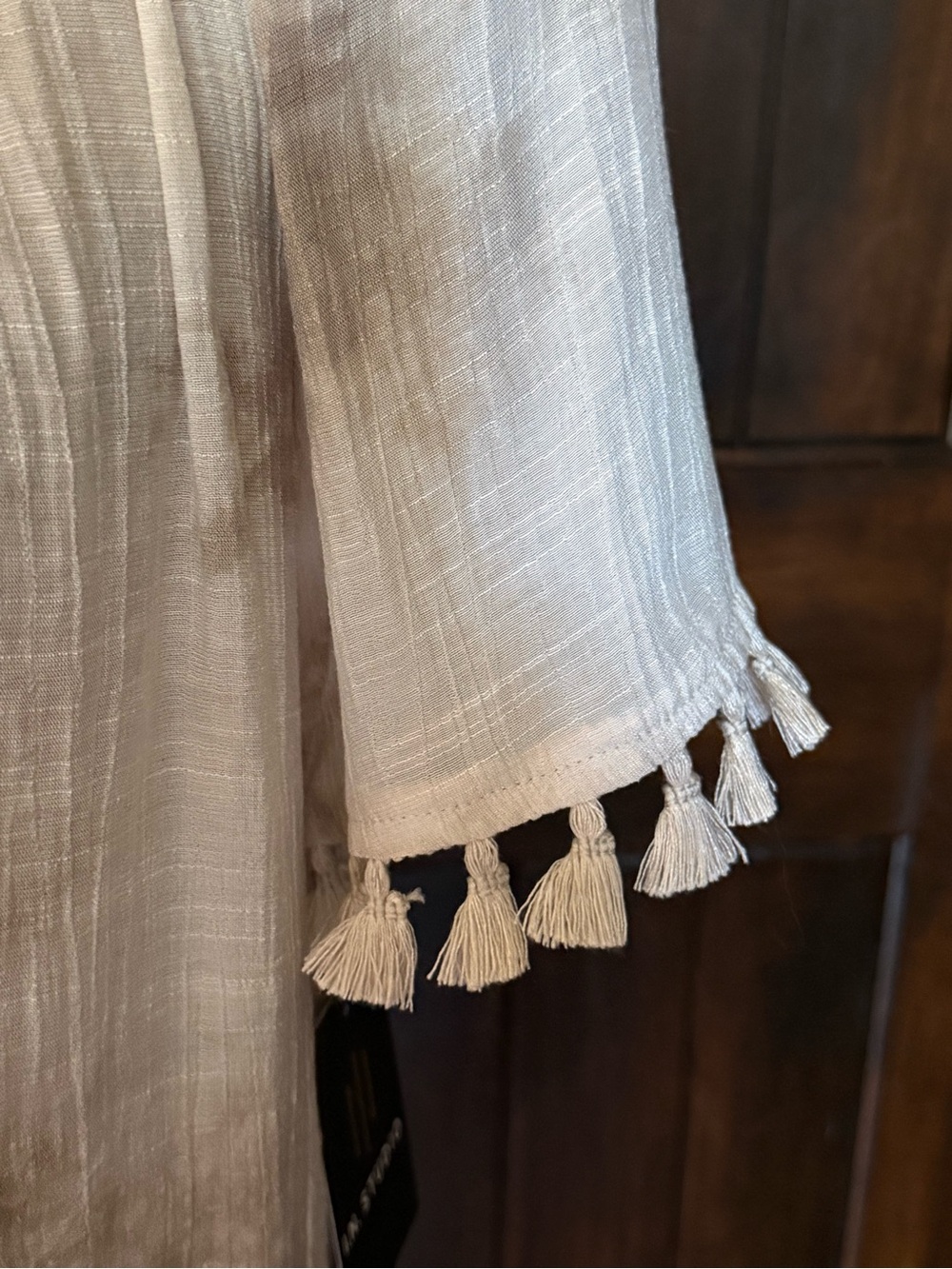 I.N. Studio Cream Tie-Dye Tassel Sleeve Blouse - Picture 2 of 5